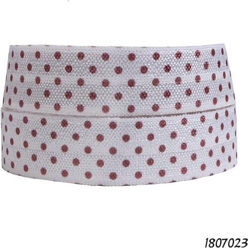 50 yards/lot) Free shipping polka dots printed fold over elastic for baby headbands