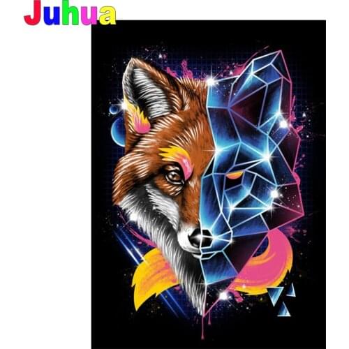 FOX 5d Diy diamond painting full Round/Square drill abstract Geometric animal diamond embroidery diamond mosaic home decor