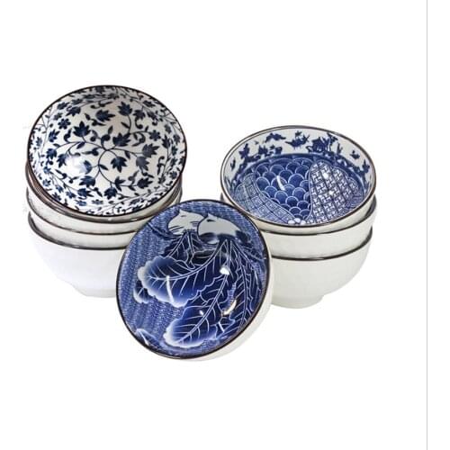 6pcs/4pcs apanese blue and white porcelain bowl suit Household rice bowls ceramic dishes chopsticks tableware ramen bowl