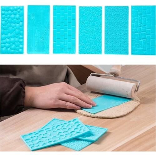 6pcs Pottery art texture tools plastic polymer clay molds soft pottery clay embossing device tree pattern/wall pattern