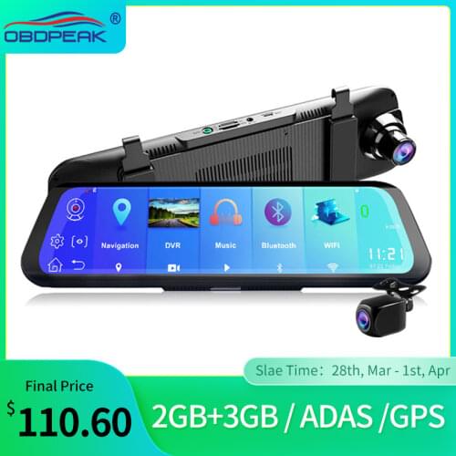 Latest A980S 2GB+32GB Car DVR 10" Stream RearView Mirror Camera ADAS WiFi Dash Cam Video Recorder Auto Video Registrar GPS 24H