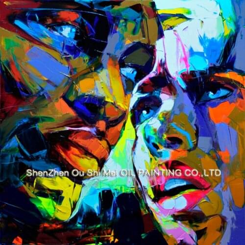 Free Shipping Nielly Francoise Pop Couple People Face Oil Painting 100% Handpainted on Canvas Wall Decor for Living Room