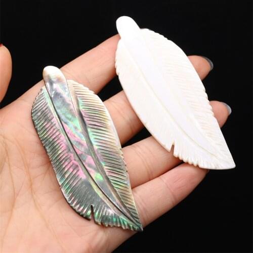 Natural Shell Brooches Feather Shape White Shell Pins Brooches for Women Favorite Party Dress Coat Accessories Jewelry