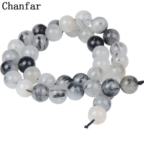 Black Rutilated Quartzs Natural Stone Beads Women Jewelry Fashion Making Beads 6 8 10 12 14mm