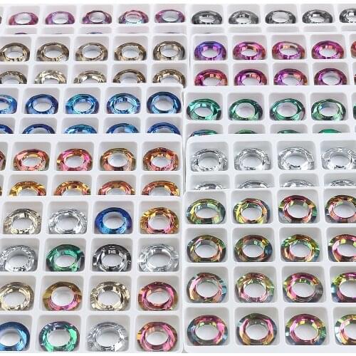ZHUBI Wholesale Large Hole Spacer Bead 8/10/14mm Crystal Glass Loose Charms Round AB Bead For Jewelry Making Bracelet DIY