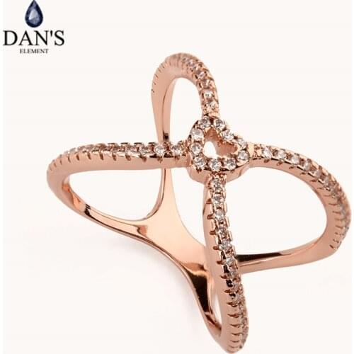 DANS ELEMENT Real Zirconia Micro Inlays Fashion Ring for Women Valentines Gift heart Ring healthful Anti Allergies #10387