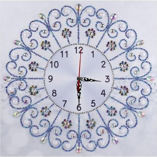 DIY Special Shaped Diamond Painting White Flower Wall Clock Craft Art Decor