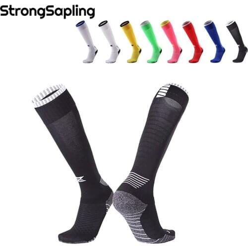 Men Football Socks White Knee Thigh High Socks Basketball Cycling Sports Compression Anti Slip Running Trekking Hiking Stockings