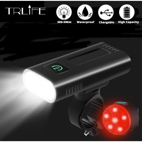 10000Lus Bicycle Headlight 5200mAh L2 USB Rehargeable Front Bike Light Waterproof MTB Flashlight With Taillight As Power Bank