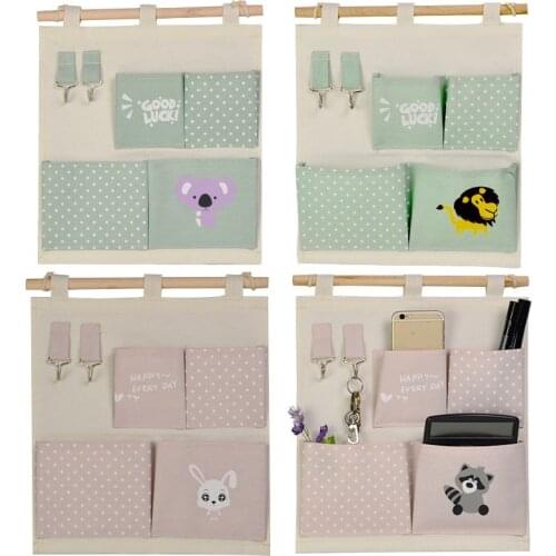 1pc Home Canvas Storage bag Creative Wardrobe Hang Bag Wall Pouch Cosmetic Key Organize Pockets stationery Contain High Quality