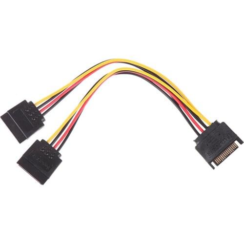 15Pin SATA Male To 2 Female 15Pin Power HDD Splitter Power Cable