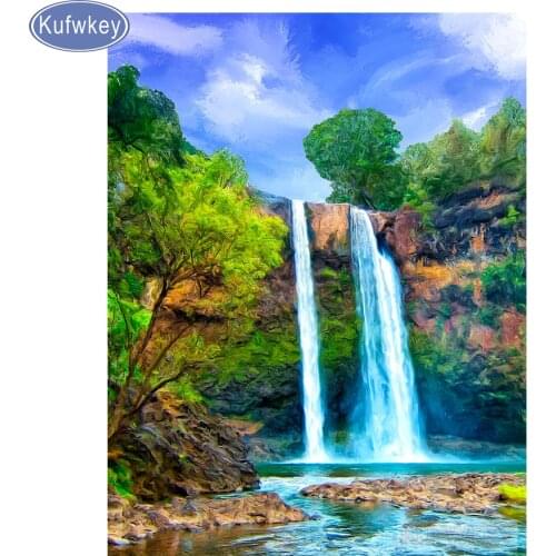 Kufwkey 5D,square/round,diamant painting landscape,waterfall Diamond Embroidery DIY Cross Stitch kits,Mosaic Diamond,Crafts