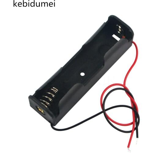 Kebidumei 1PC 18650 Battery 3.7V Clip Holder Box Case Black With Wire Lead for Soldering Connecting