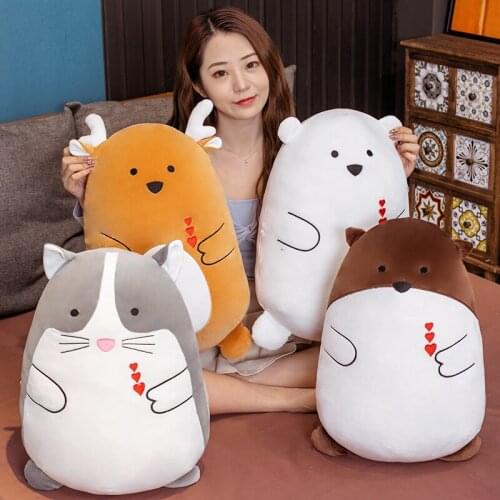 Creative Cute Animal Plush Pillow Kawaii Soft Plush Color Pillow Funny Home Decoration Holiday Gift
