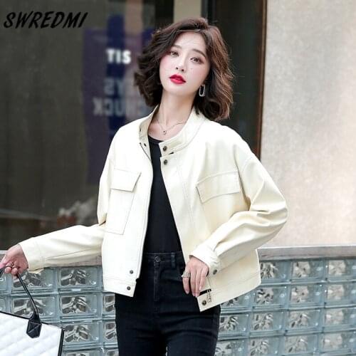 SWREDMI New Spring Women Soft Leather Short Jacket Plus Size 4XL Locomotive PU Coat Autumn Moto Jackets Solid Casual Clothing