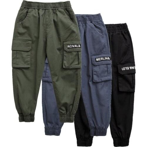 Boutique Children Boys Cotton Harem Pants Casual Loose Letter Printed Teenage Boys 4-16 Years Kids Trousers Beam Foot Pants