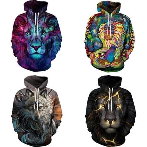 2021 New King Of The Forest 3D Realistic Pattern Hoodie Hip Hop Funny Autumn Streetwear Hoodies Sweatshirt For Couples Clothes