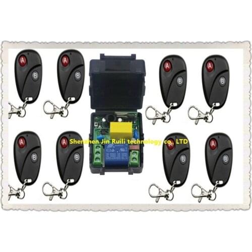 NEW RF Wireless 220V Remote Control Switch teleswitch 1CH Interruptor 10A 1 Receiver& 8Transmitter Light Lamp LED SMD A ON B OFF