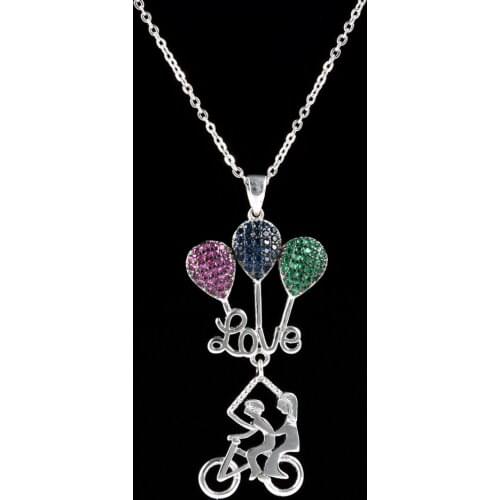 Romantic love balloon colored zircon pendant for sweet girls/womens summer gifts.D-010