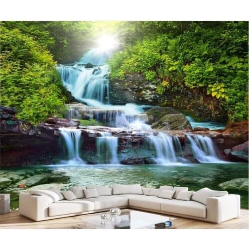 Custom photo 3d wallpaper Mountain waterfall flowing water natural scenery home decor 3d wall murals wallpaper for walls 3 d