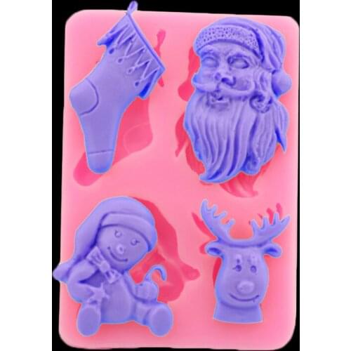 3D Christmas Series Santa Claus Gift Reindeer Christmas Tree Crutches Snowy Silicone Candy Mold Chocolate Cake Bakeware