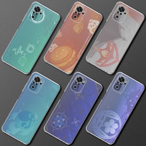 Silicone Clear TPU Phone Case For Redmi Note 9S 9 8 Pro Max 9C 7 8T 10 9A 7A K40 4G 5G Soft Cover Fundas Genshin Impact Icon