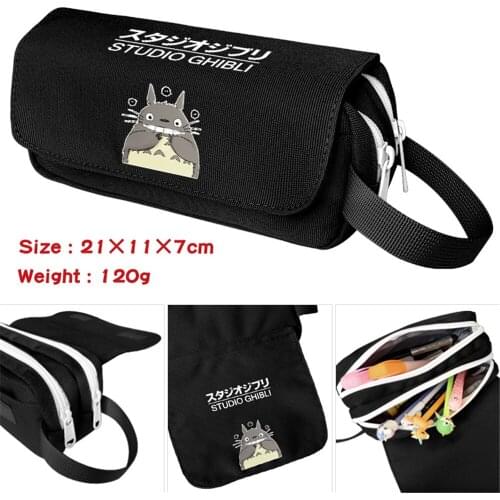 Student Pencil Case Anime My Neighbor Totoro Nylon Zipper Cartoon Penbag Women Makeupbag Travel Cosmetic Bags Stationery Gift