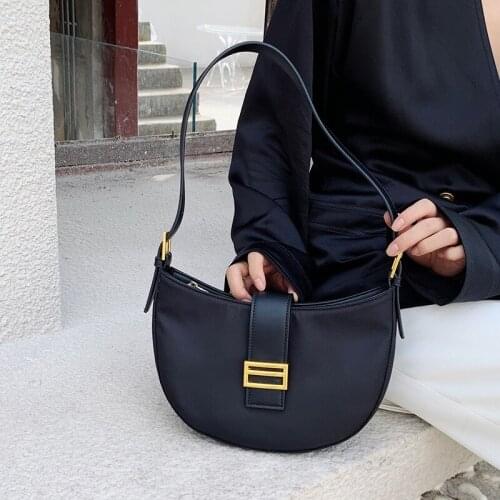 Oxford Cloth Canvas Baguette Korean Fashion Shoulder Bag Simple and Versatile Pure Color