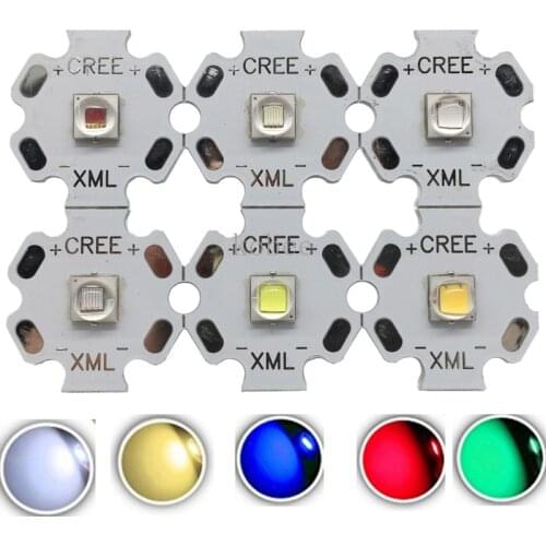 1PCS CREE XML XM-L T6 LED U2 10W Cold White Warm White Blue UV High Power LED Emitter Diode with 16mm 20mm PCB for DIY