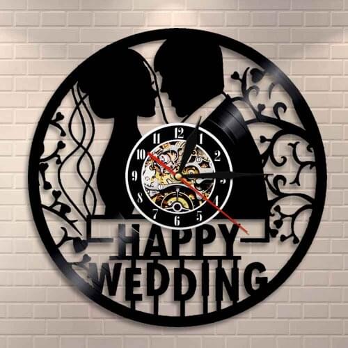1st Anniversary Vintage Marriage Vinyl Record Wall Clock Valentines Gift 1 Year Wedding Anniversary Decoration Custom Wall Cloc