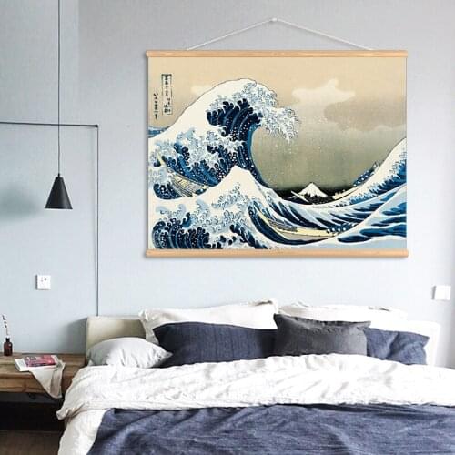 Japan The Great Wave of Kanagawa Scroll Painting Art Home Decor Canvas Painting For Living Room Wall Picture Poster Print Frame