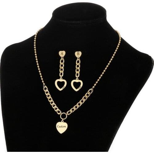 Custom Jewelry Set Personalized Name Pendant Necklace Earrings Cursive Nameplate Choker Women Bijoux BFF Gift