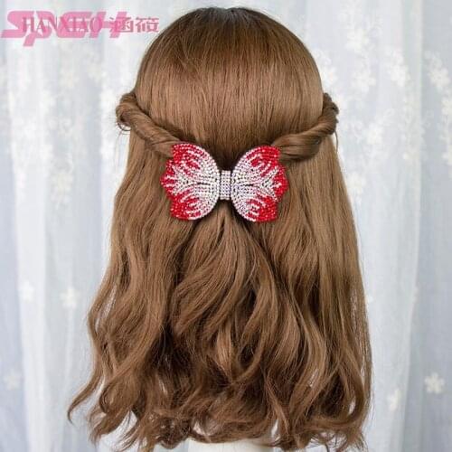 Headdress hairpin top clip hair card water drill Korean bow elegant lady disc hair adult spring clip horsetail cross clip