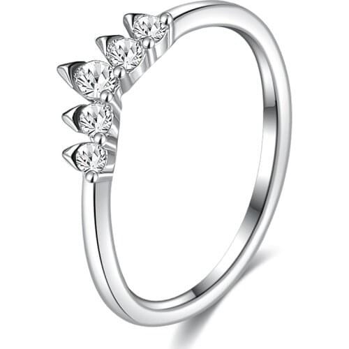 ZEMIOR 925 Sterling Silver Finger Rings For Women Vintage Retro Stackable Crown Rings Band Silver Fine Jewelry Anniversary Gift