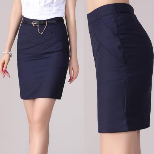 Women Formal Work Wear Pencil Skirts High Waist Female Business Skirts Lady Solid Color Elegant Bodycon A-line Skirts Plus Size
