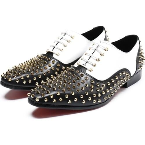 Gold Metal Studded Loafers Mens Flats Dress Shoes Loafers Shoes Men With Rivets