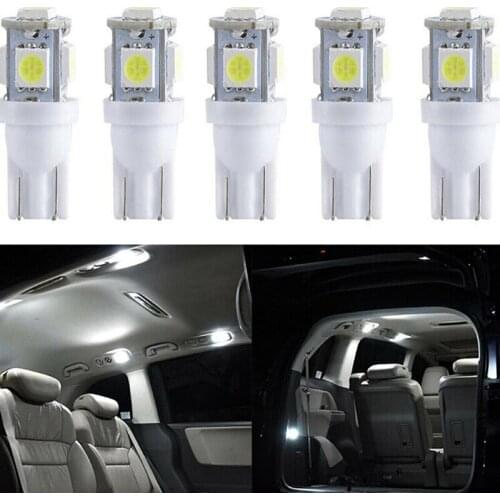 10pcs Car Wedge Side Gap License Plate Light Durable LED Interior Bulb 12V T10 5050 5-SMD LED Car Tail Light Signal Light