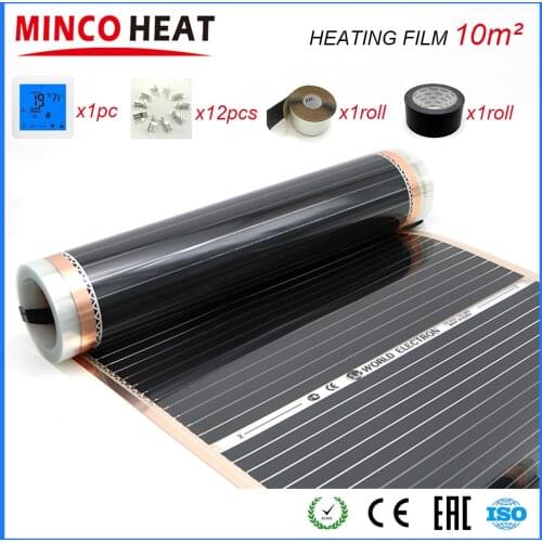10M2 AC220V Far-infrared Room Heater Electric Underfloor Heater Heating Film with Installation Clips