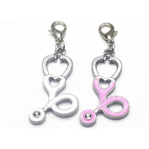 12pcs Medical stethoscope charm dangle charms lobster clasp charms diy bracelets&bangles pendants jewelry charm