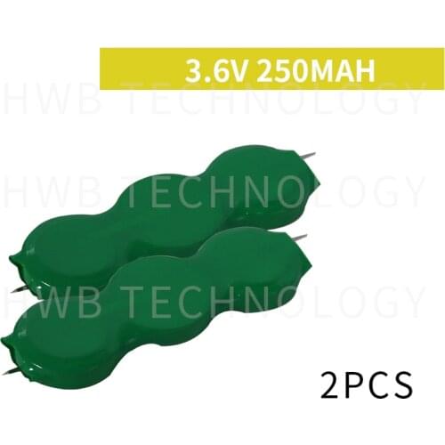 2 Pieces/lot Original New KX 3.6V 250mAh Ni-MH Rechargeable Button Cell Battery Pack Ni-MH Batteries With pins Free Shipping