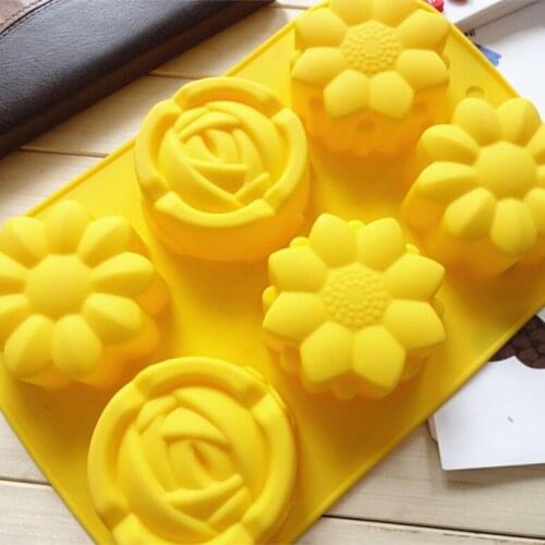 20pcs/lot New 6 Holes mix flowers Silicone Cake Mould Soap mould jelly mould chocolate mold Cake Decorating Tools