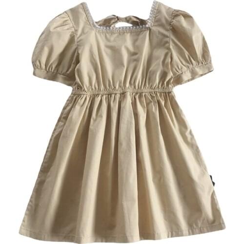 2021 Summer Casual Solid Girls Dress Cartoon Kids Dresses For Girls High Quality Fashion Girl Clothes