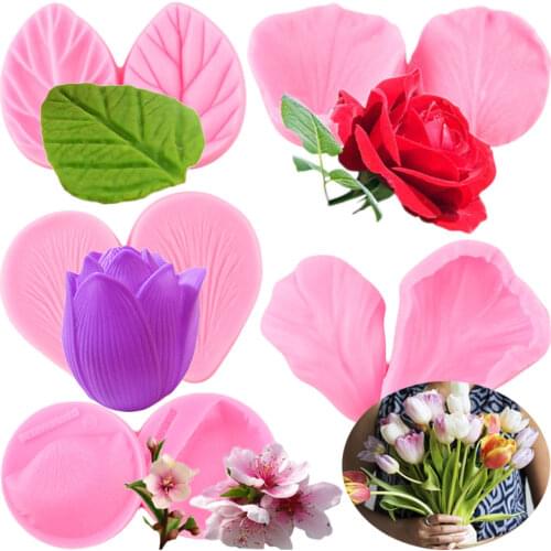 3D Flower Leaves Petals Silicone Mold DIY Cupcake Topper Fondant Cake Decorating Tools Candy Resin Clay Chocolate Gumpaste Molds