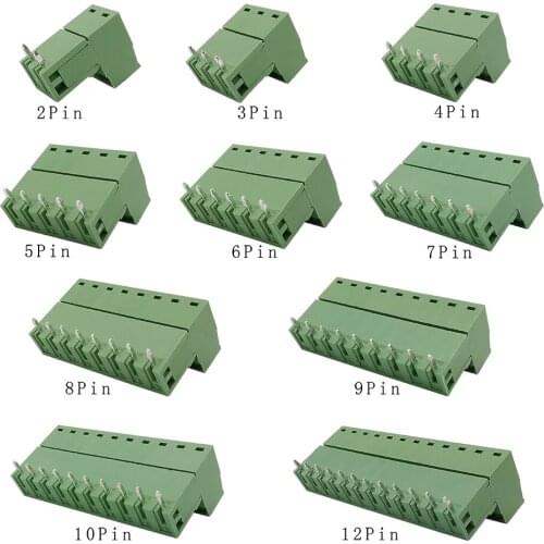 5/10Pair 2EDG 5.08MM 5.08 Right Angle PCB Terminal Blocks Connector Plug-in Type Header Socket 2EDG 2/3/4/5/6/7/8/9/10/12Pin