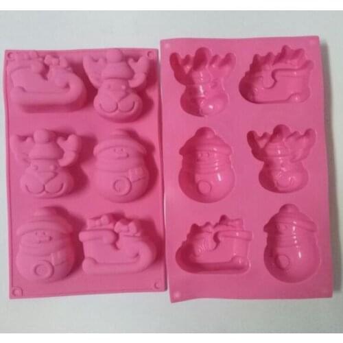6 cavity Xmas deer snow man sled gift shape silicone mold fondant cake decoration mold ice mold resin clay craft mold DIY tool