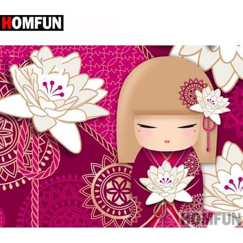 HOMFUN Full Square/Round Drill 5D DIY Diamond Painting "Flower girl" 3D Diamond Embroidery Cross Stitch Home Decor A19609