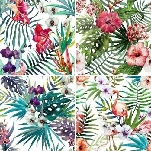 HUACAN 5D Full Square Round Diamond Painting Plant Diamond Embroidery Flower Rhinestone Picture Cross Stitch Leaves Home Decor