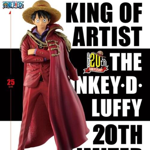 Anime One Piece Figures King of Artist The Monkey D Luffy 20th Anniversary Red Clothes Luffy Action Figurine Model Toy Doll 25cm