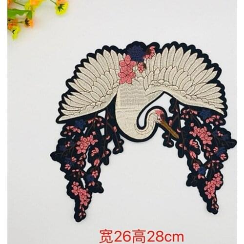 Clothing Accessories Chinese Traditional Style Carp Siberia White Crane Patches Embroidered Applique for Clothing DIY