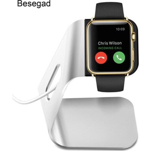 Besegad Universal Aluminum Alloy Charging Stand Holder Bracket Charger Dock for Apple Watch iWatch i Wach iWach Series 1 2 3 4
